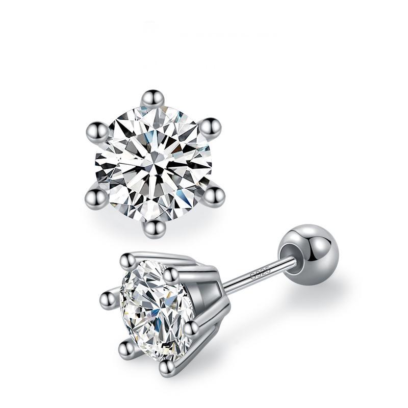 Classic Six-prong 0.5-1ct Synthetic Moissanite Stud Earrings, Plum BlossomCut Color Moissanite Earrings For Women For Women Girls Men Gift