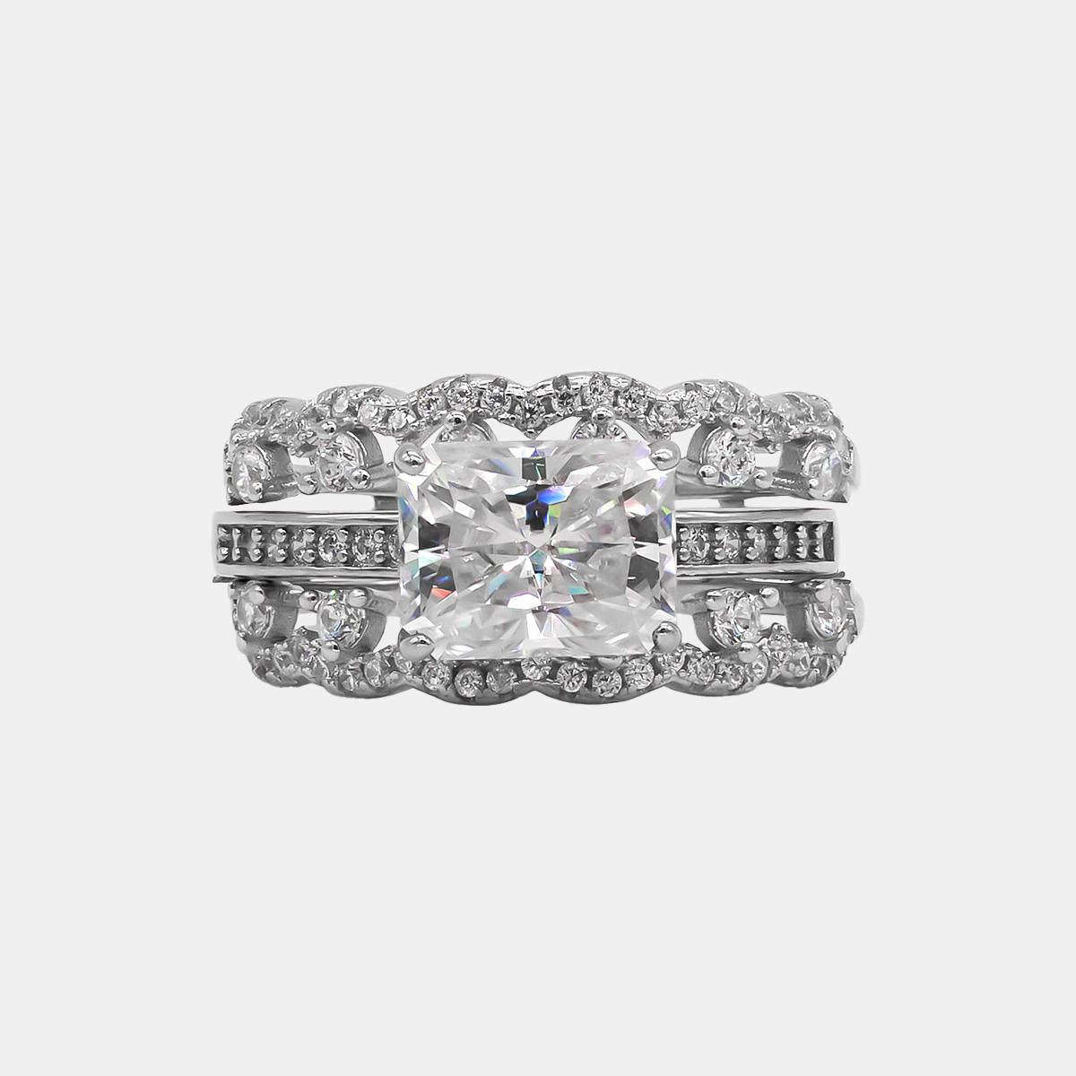 【788】"Slot Art" Splendor 3 Carat Synthetic Moissanite Dating Combined Ring