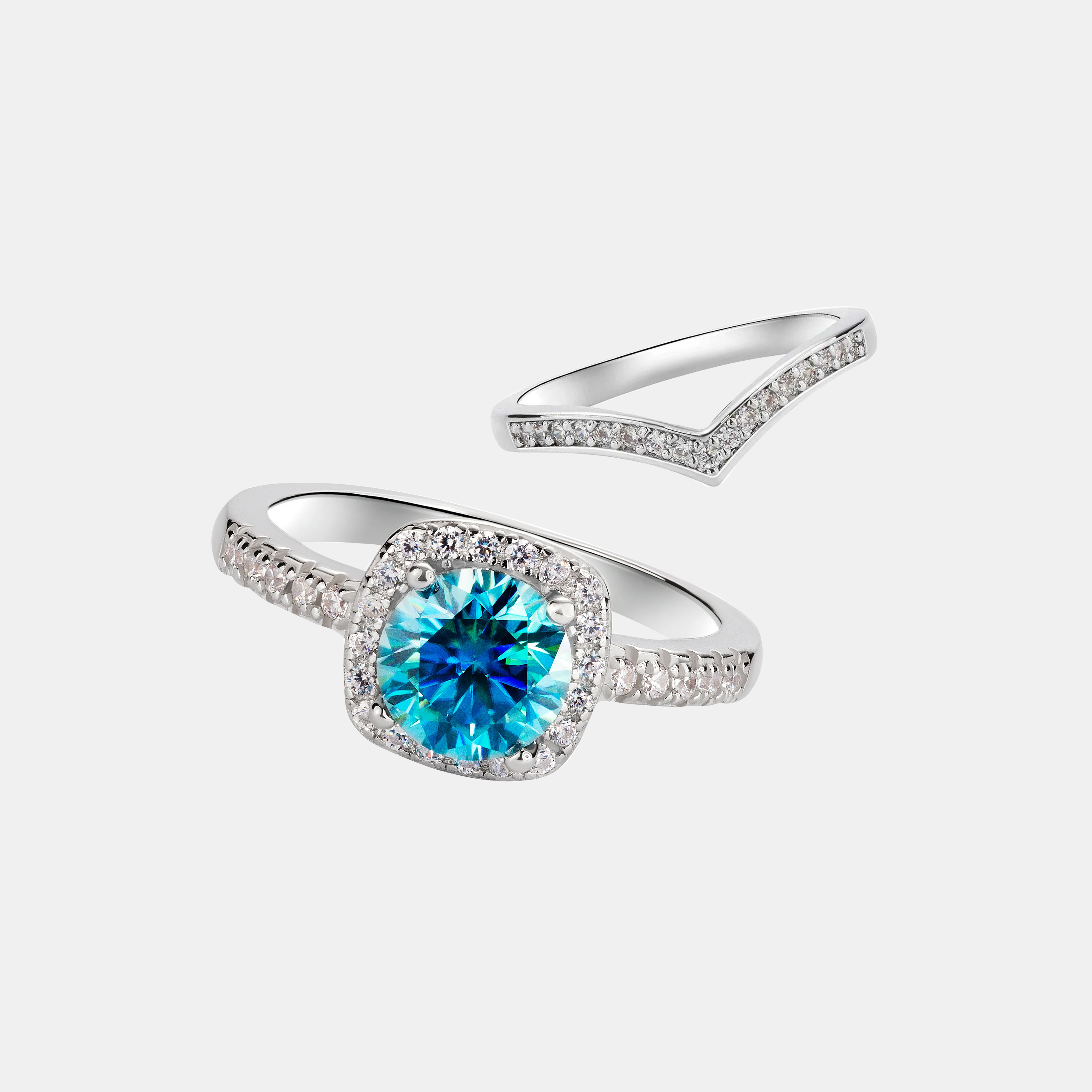 【#98】925 Sterling Silver Moissanite Rings ( Buy one get a free V Band Ring)