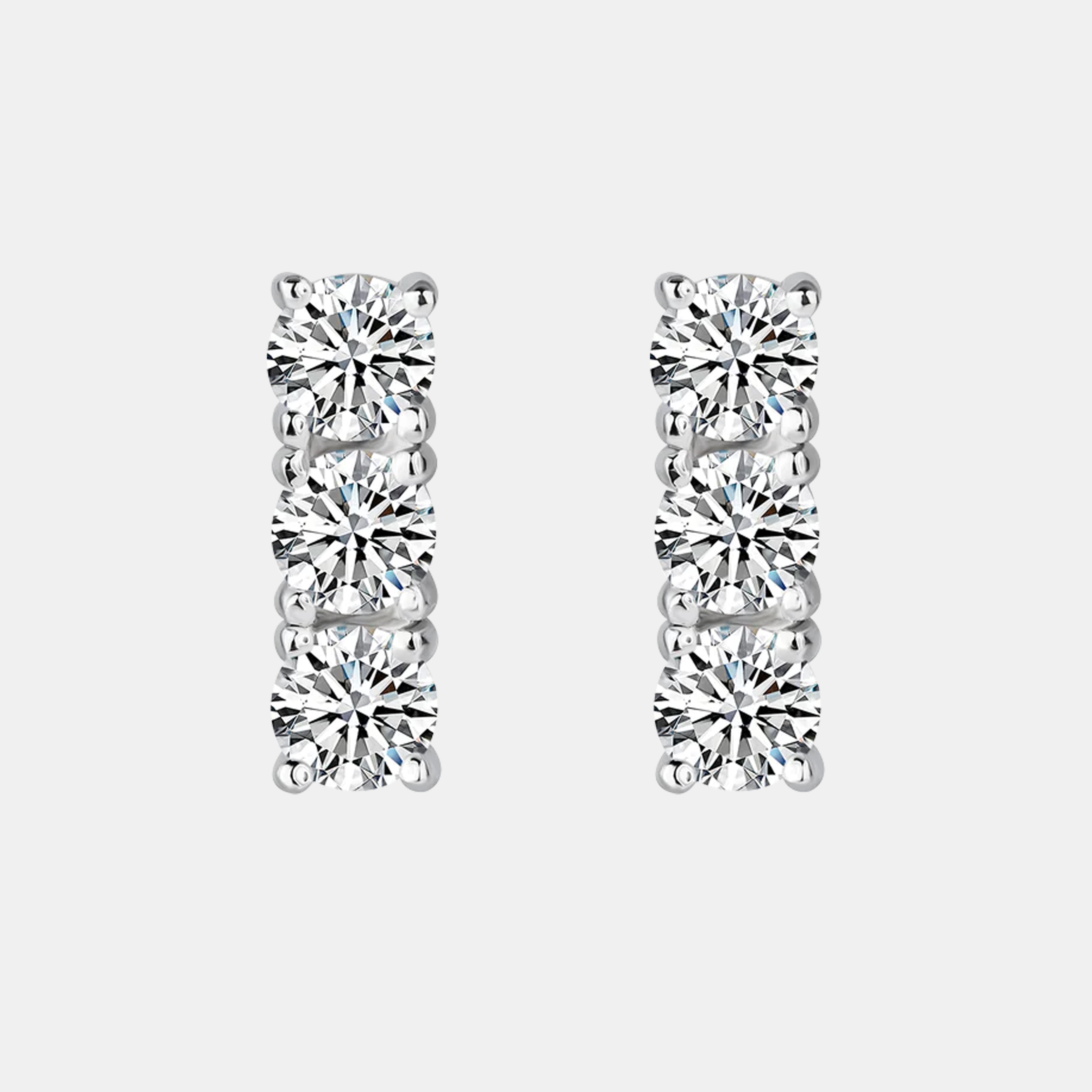 【297】3-Stone Minimalist Moissanite Ear Studs in s925